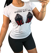9032105 Fashion digital printed short sleeve t shirt women