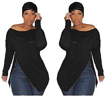 women fashion one shoulder zipper top hoodie HGL1080