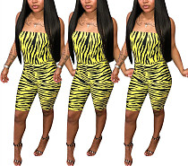9032201 Latest fashion striped printed strapless short women jumpsuits