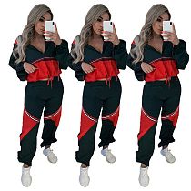 women fashion sexy  sleeve top and straight-leg pants two piece set OJS9058