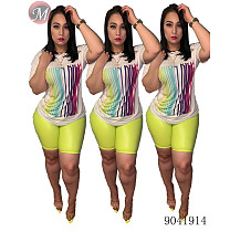 9041914 Women fashion letter print t shirt and shorts two piece set