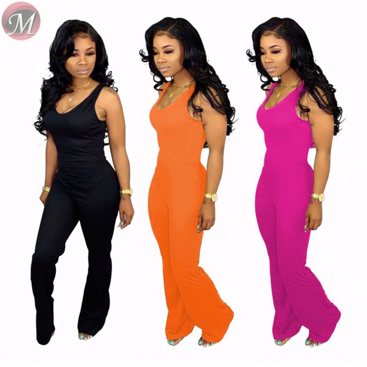 orange flared jumpsuit