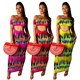 Q072412 Sexy digital printing fashion sexy wrapped chest strap dress two-piece