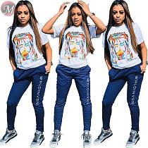 9073008 queenmoen new figure abstract print nightclub wholesale woman polyester fabric t shirt