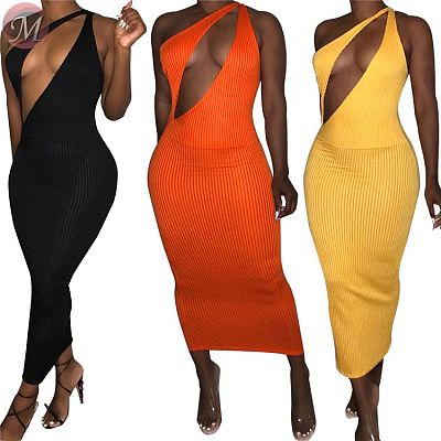 9080509 queenmoen newest fashion ribbed solid open chest bodycon sheath sexy club ladies dress