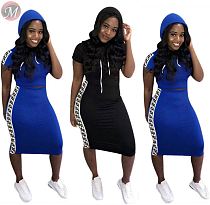 9081217 queenmoen 2019 casual solid color short sleeve hoodie crop top pencil dress women clothing two piece set