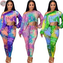 9081425 queenmoen newest fashion long sleeve sloping shoulder print crop top pencil pants women clothing two piece set