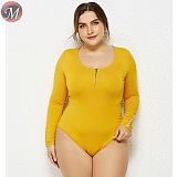 D908109 new arrival autumn Slim Fit Solid Color Sexy Long Sleeve Women sexy plus size Bodysuit Tops