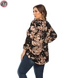 D909029 best seller floral print long back short front long sleeve clothes plus size shirts for women