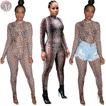 9102116 best price leopard snakeskin print night club 2019 Womens Jumpsuits Sexy Bodycon