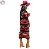 9102521 wholesale price colorful stripe rib knit casual Fashion Women Clothing Midi Hot Sale Dress
