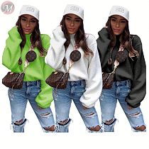 9102501 best design solid long sleeve winter wool pullover ladies clothing women fashion hoodie