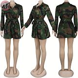 D911006 new stylish turn-down collar a-line camouflage print 2019 Womens Fashion Clothing Plus Size Coat