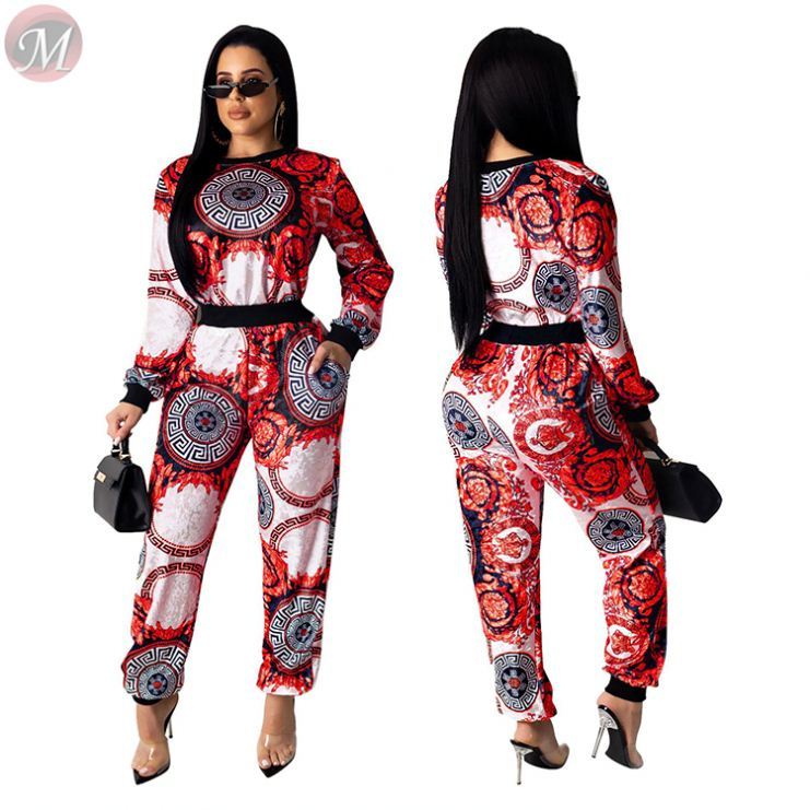 Wholesale Casual Dress Cheap Wholesale Price Beautiful Flower Printed Long Sleeve 2 Piece Sets High Womens Fashion Two Piece Set Women Clothing Online