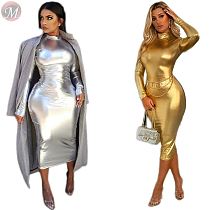 newest solid hot stamping night clubwear bodycon midi dresses Club Ladies Casual Dresses Women