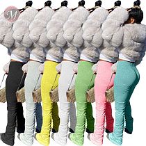 0041426 2020 new arrivals mid waist drape 7 colors solid color stacked pants legging women sweat pants with ruched sides