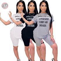 0041407 2020 Summer Sexy letter print 2 Pcs Track Suit Outfits Two Piece Shorts Set Women Clothing For Women Two Piece