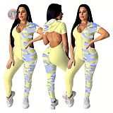 0042017 Wholesale Women 2020 Casual Romper V Neck Floral Backless Contrast Color Fashion Jumpsuits Sexy Jumpsuits For Women