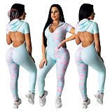 0042017 Wholesale Women 2020 Casual Romper V Neck Floral Backless Contrast Color Fashion Jumpsuits Sexy Jumpsuits For Women