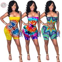 0051219 Wholesale 2020 Summer sexy off the shoulder backless print Ladies JumpSuit Women One Piece Short Jumpsuits And Rompers