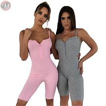 0042806 Summer new women's zipper sexy backless strap sports jumpsuit Bodycon Women One Piece Jumpsuits And Rompers For Woman