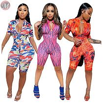 0061621 Wholesale fashion summer sexy mesh print Sexy Bodycon sports Jump Suit Women One Piece Jumpsuits And Rompers