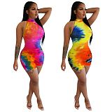 HEYBABY Wholesale summer fashion tie dye sleeveless Jump Suit Sexy Bodycon Women One Piece Jumpsuits And Rompers