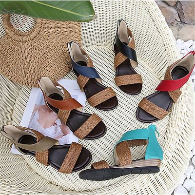 0270471 2020 summer fashion casual ethnic style ladies shoes Bohemian Women's Wedges Heel Sandals