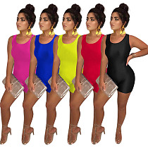 Newest summer fashion casual sports jumpsuit solid color backless sexy bodycon women one piece jumpsuits and rompers