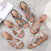Summer casual Sandal Shoe Ladies Shoes Fashion rhinestone Women's Wedges Heel Sandals