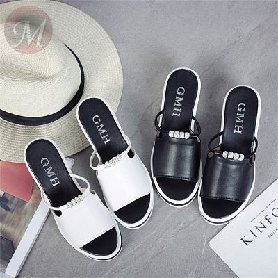 New design 2020 summer fashion casual Wedges solid color all-match Slippers wedge heel Slippers