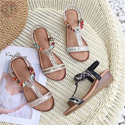 Product Summer Sandal Shoe Ladies Shoes Fashion rhinestone Women's Wedges Heel Sandals