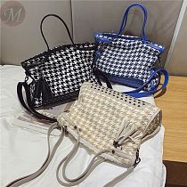 Large capacity braided handbag bag female bag new fashion one shoulder cross body rivet tote bag