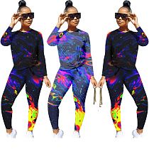 New Stylish Tie-Dye Print Streetwear Casual Sports Suit 2 Pcs Track Suit Outfits Two Piece Set Women Clothing For Women