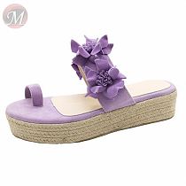 Wholesale fashion casual all match 2020 Low Wedge Woven Comfortable Latest Women slippers