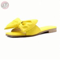 2020 Wholesale Personalized fashion casual Summer Flat Big bowknot Shoes ladies slipper for women