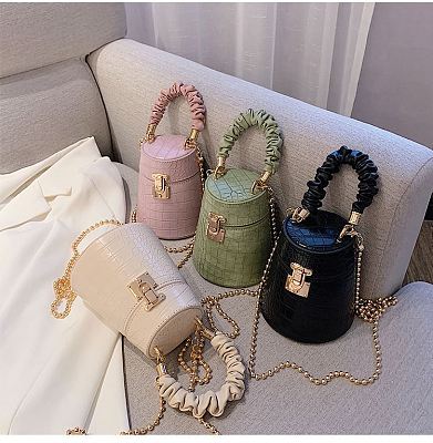 2020 New Design Fashion Crocodile Print Bucket Bag Chain Crossbody Handbags Leather Small Shoulder Bag
