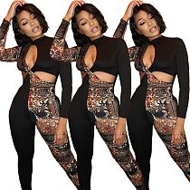 Best Design Sexy Hollow Out Night Clubwear Leopard Print Splice Bodycon Jumpsuit Women One Piece Jumpsuits And Rompers