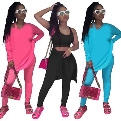 Hot Selling Solid Color Sports Suit Jogging Suit Women 3 Piece Set Track Suit Outfits Three Piece Set Women Clothing