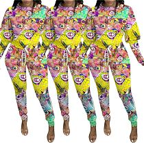 Fashionable Casual Print 2020 Women Bandage Bodysuit One Piece Jumpsuit Long Sleeve Fall Jumpsuits For Women