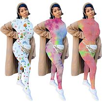 High Quality Fashion Casual Print Long Sleeve Fitness Jump Suit Bodycon Sexy Women One Piece Jumpsuits And Rompers