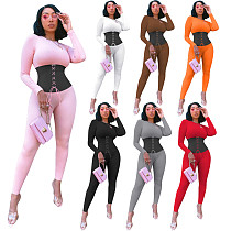 Hot Selling Fall 2020 Women Clothes Rib Splice Bandage Ladies Sexy Bodycon Jumpsuit Women One Piece Jumpsuits And Rompers