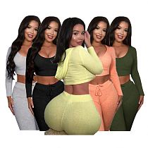 Good Quality Women Set Fall 2020 Women Clothes Casual Hooded Solid Color Two Piece Set Women Clothing Jogger Sets