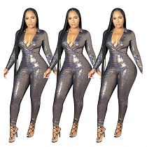 New Style Jumpsuit Women 2020 Fashion Sexy V Neck Shiny Design One Piece Jumpsuits Clothing Women Jumpsuits And Rompers