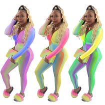 Best Design Sexy Colorful Rainbow Bodycon Stretchy Women Jumpsuit One Piece Jumpsuits And Rompers