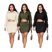 0110901 Hot Sale Womens Winter Clothing 2020 Ladies Hooded Dress Set Women Skirt Sets