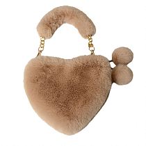 2020 Fashion Cute Factory Wholesale Fashion Furry Love Handbag Chain Peach Heart Bag