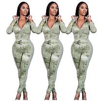 Wholesale Price Zipper Long Sleeves Stretchy Womens Jumpsuit One Piece Jumpsuits Women Clothing Jump Suits