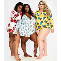 Best Sellers Overall Printed Stretchy Trendy Spring New Plus Size Jumpsuit One Piece Jumpsuits Women Rompers