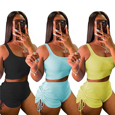 Best Price Sleeveless Knitted Summer 2 Piece Set Women Clothing 2021 Two Piece Set 2021